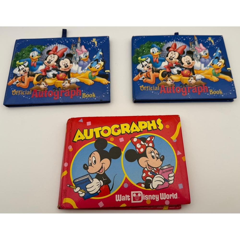 Vintage Walt Disney World Autograph Books Lot Mickey Minnie Alice Goofy J069